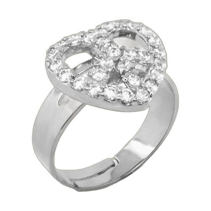 Peace Sign Heart Girls Ring by Lauren G Adams, silver tone with pave crystals on Tampa Home & Garden Store
