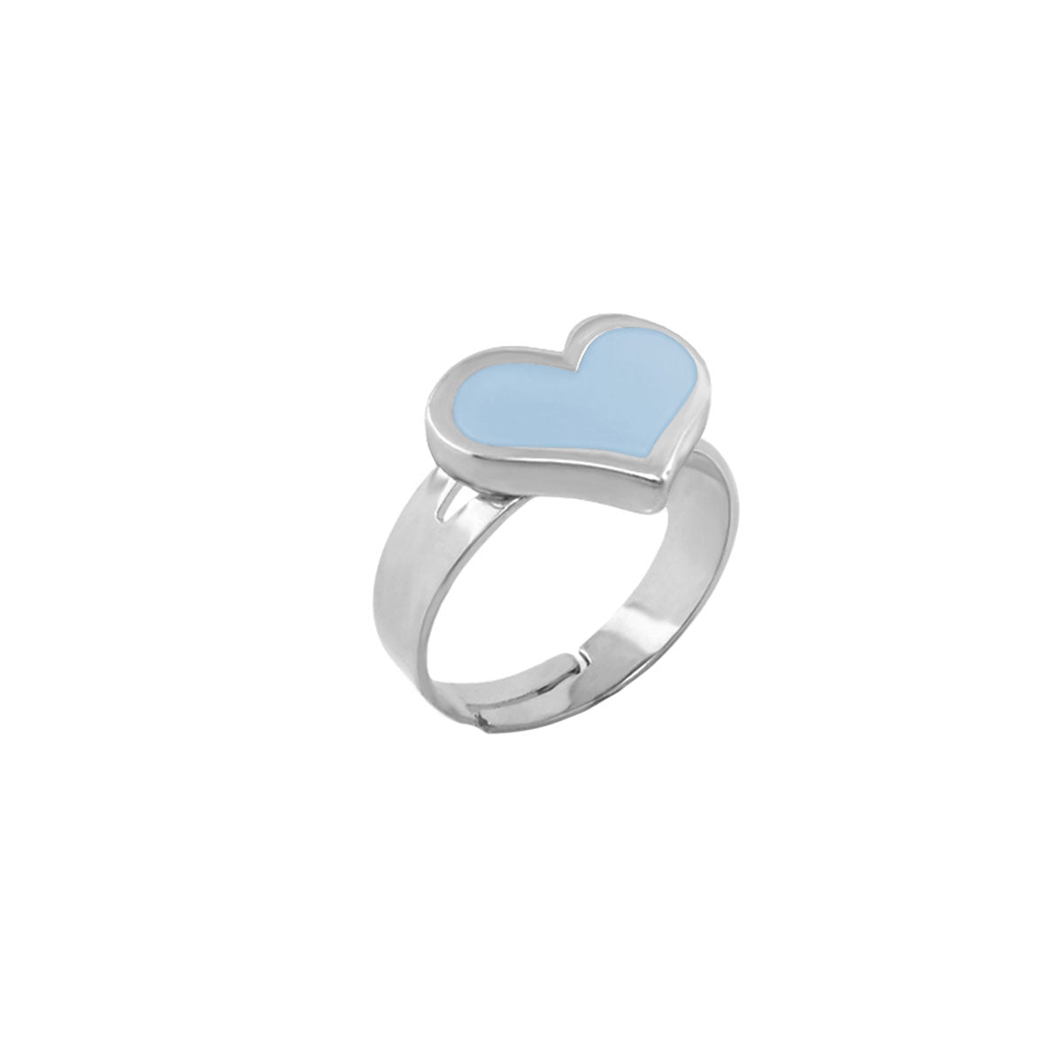Heart Girls Stackable Ring by Lauren G Adams, silver band with light blue heart enamel on Tampa Home & Garden Store