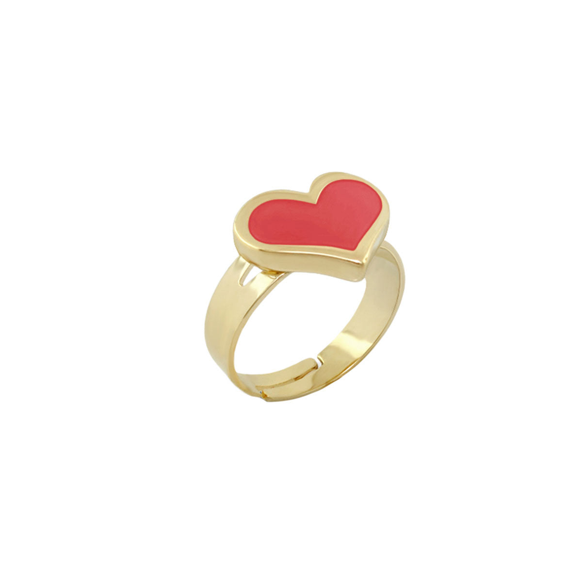 Heart Girls Stackable Ring by Lauren G Adams, gold plated band with red enamel heart on Tampa Home & Garden Store