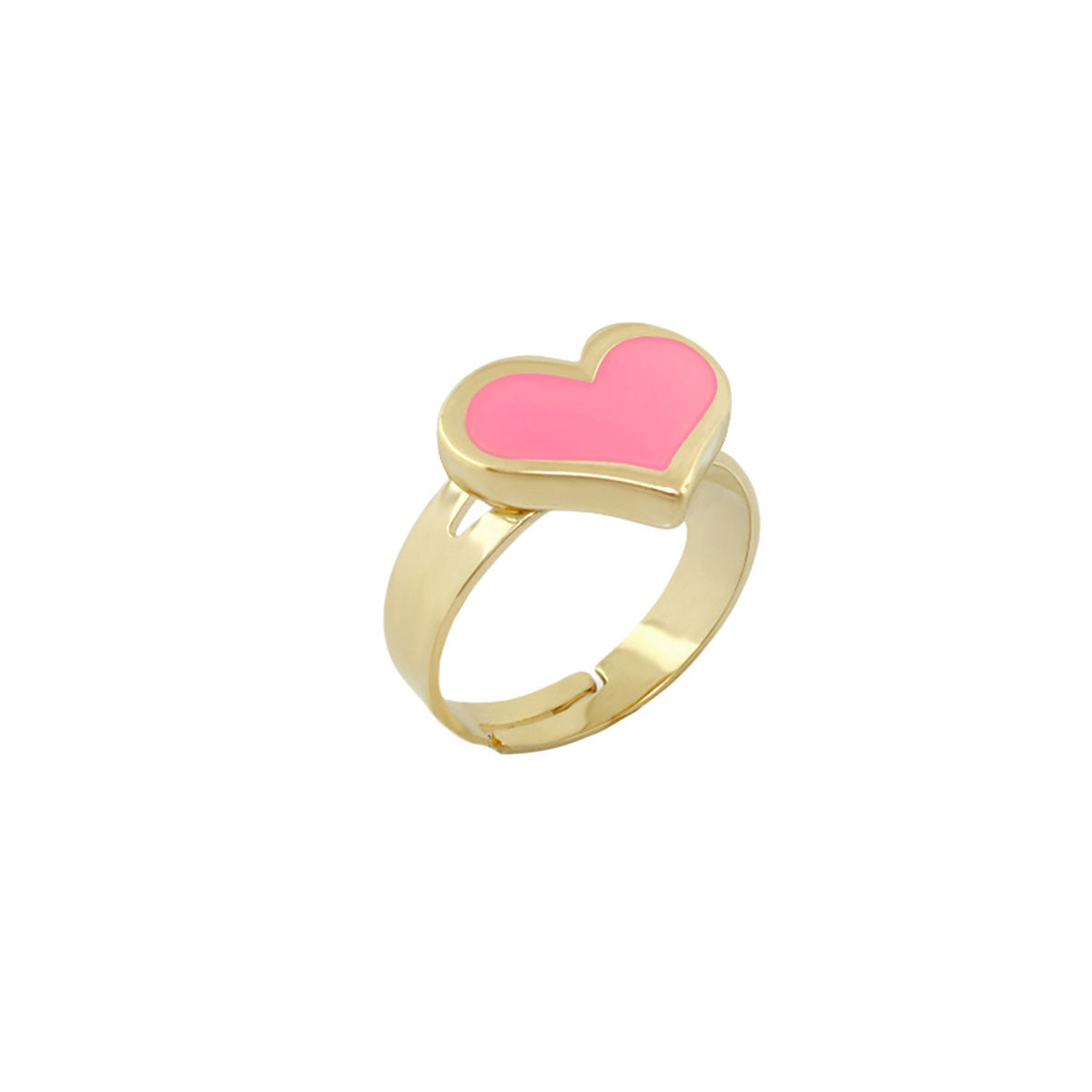 Heart Girls Stackable Ring gold-tone band with pink enamel heart by Lauren G Adams from Girl's Collection Rings on Tampa Home & Garden Store