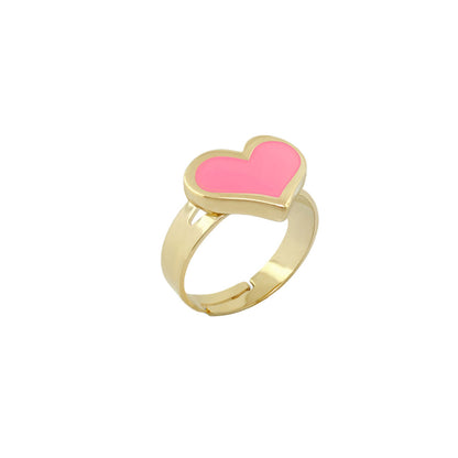 Heart Girls Stackable Ring gold-tone band with pink enamel heart by Lauren G Adams from Girl's Collection Rings on Tampa Home & Garden Store