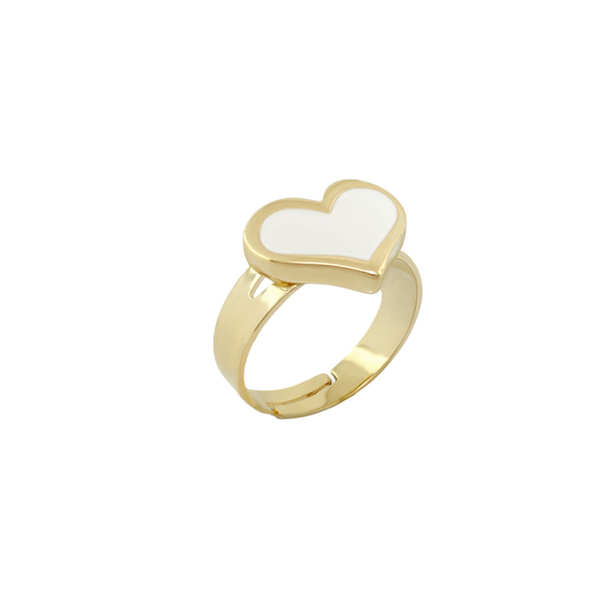 Heart Girls Stackable Ring by Lauren G Adams, gold-tone band with white enamel heart on Tampa Home & Garden Store