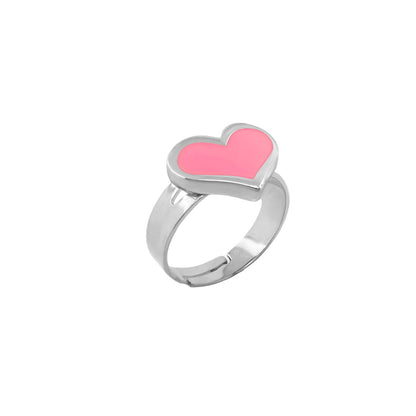 Heart Girls Stackable Ring pink heart enamel on silver band by Lauren G Adams on Tampa Home & Garden Store