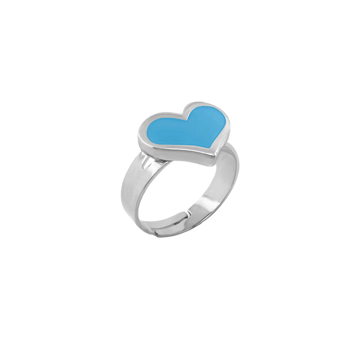 Heart Girls Stackable Ring with blue enamel heart on a silver band on Tampa Home & Garden Store