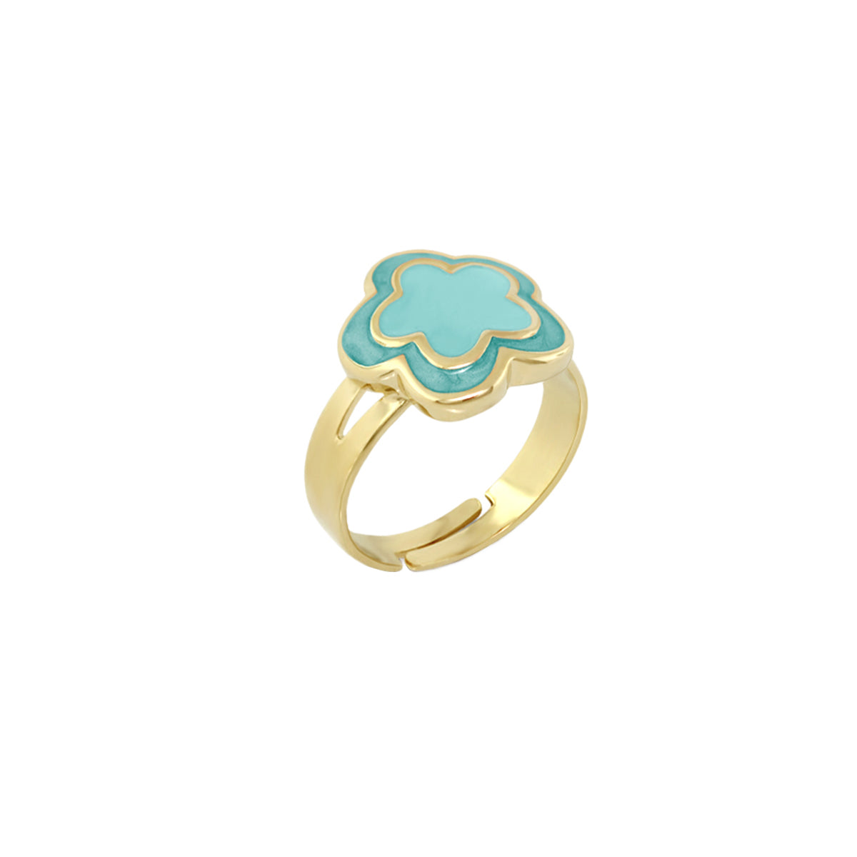 Enamel Flower Ring, gold-tone band with turquoise bloom, Lauren G Adams, Girl's Collection on Tampa Home & Garden Store
