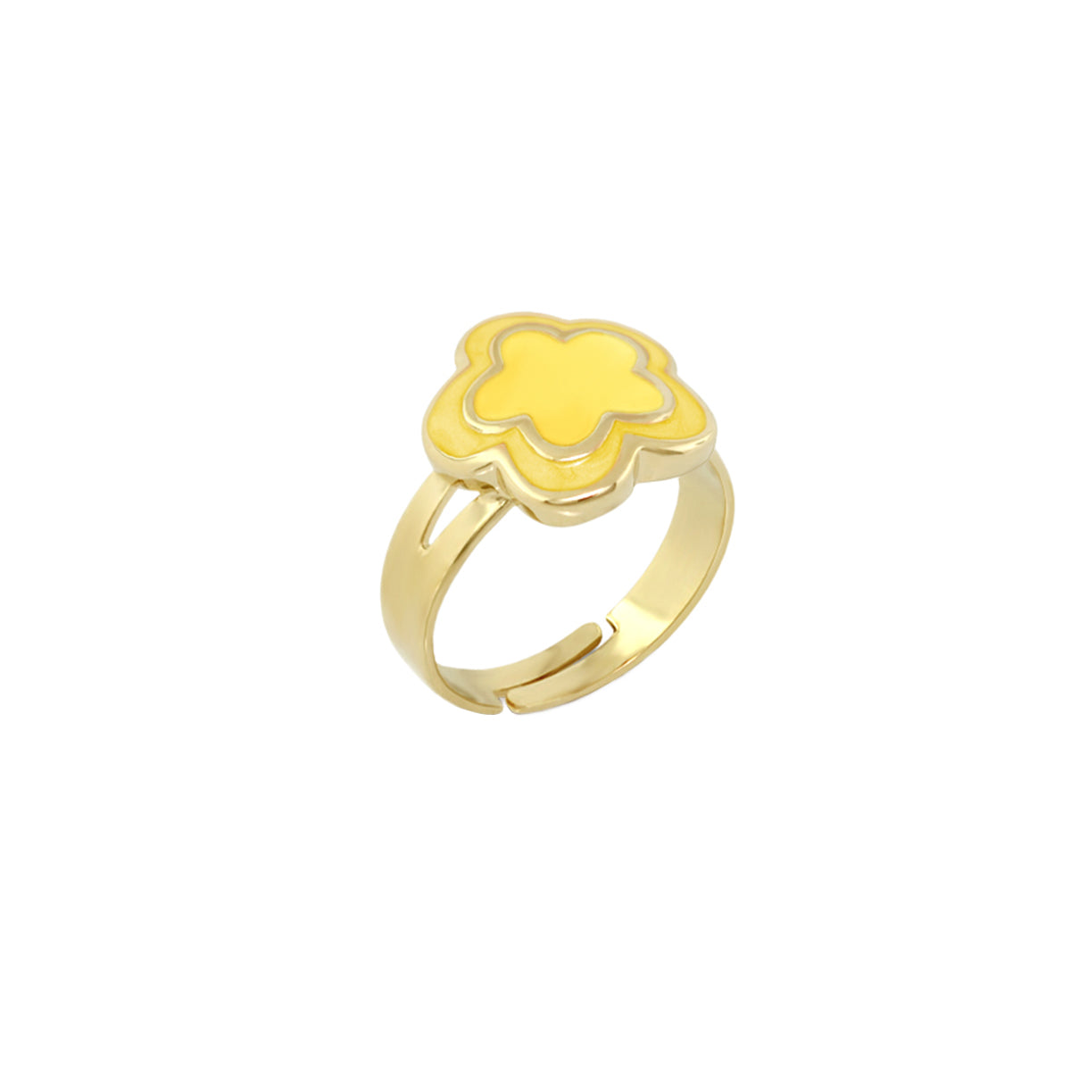 Enamel Flower Ring by Lauren G Adams, yellow flower enamel on gold band on Tampa Home & Garden Store