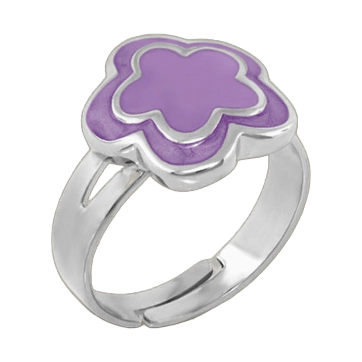 Enamel flower ring purple bloom, silver-tone band, Lauren G Adams, Girl's Collection rings on Tampa Home & Garden Store
