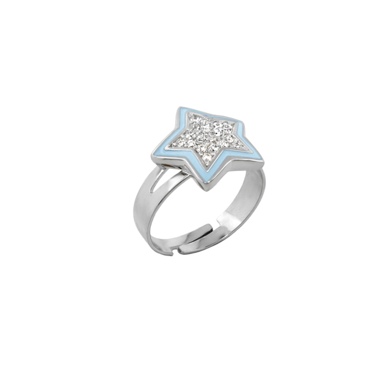 Children's pave star ring in silver-tone with blue enamel outline and crystal pavé, Lauren G Adams on Tampa Home & Garden Store