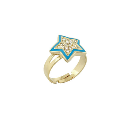 Children's Pave Star Ring gold-tone with blue enamel star and pave crystals by Lauren G Adams on Tampa Home & Garden Store