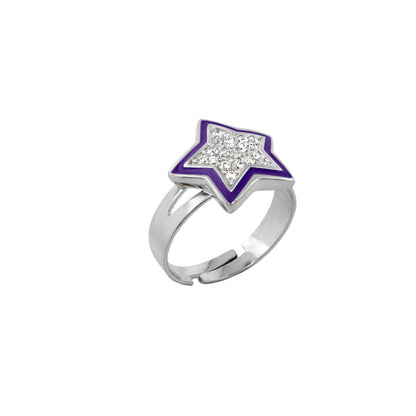 Children's Pave Star Ring by Lauren G Adams, silver-tone with purple enamel star on Tampa Home & Garden Store