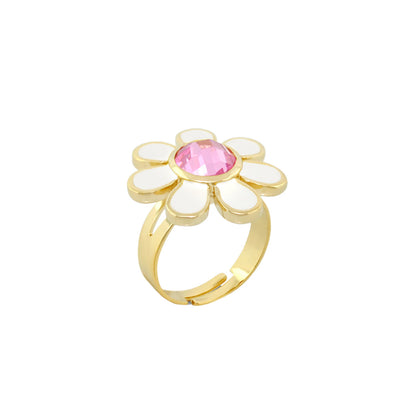 Daisy Flower Ring Lauren G Adams, gold ring with white petals and pink center on Tampa Home & Garden Store