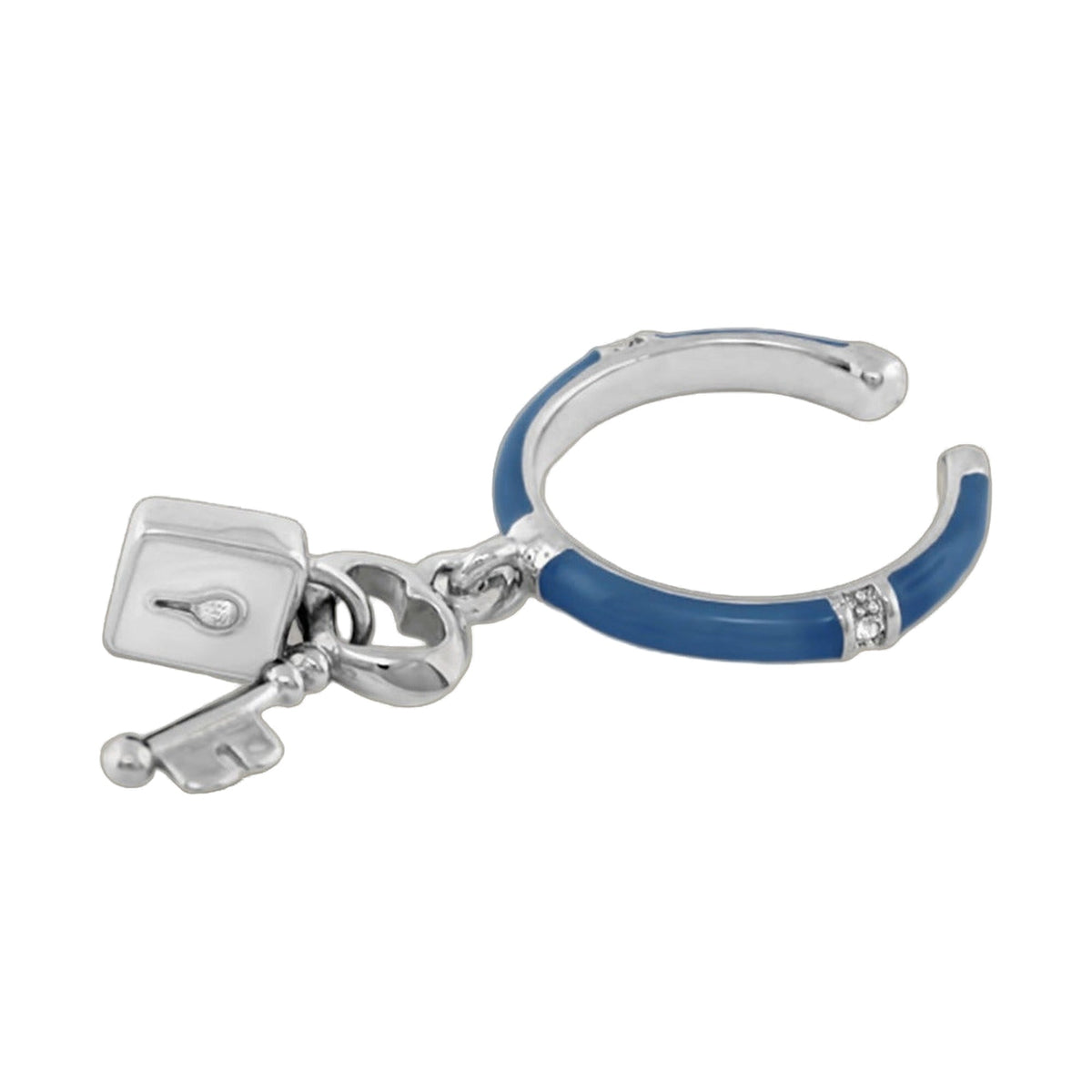 Stackable Charm Ring blue enamel silver-tone band with crystals by Lauren G Adams on Tampa Home & Garden Store