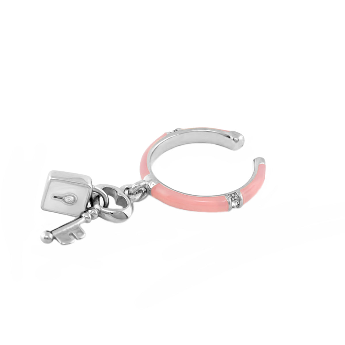 Stackable charm ring pink enamel with silver charms, Lauren G Adams Girls' Collection ring on Tampa Home & Garden Store