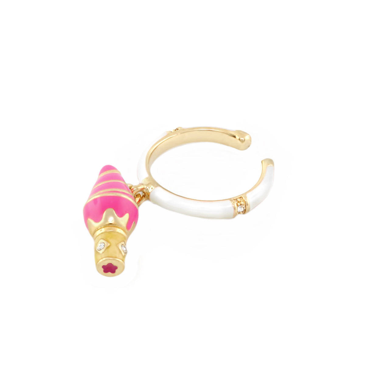 Girl's Ice Cream Ring with pink cone charm, gold-tone band, crystals, Lauren G Adams on Tampa Home & Garden Store