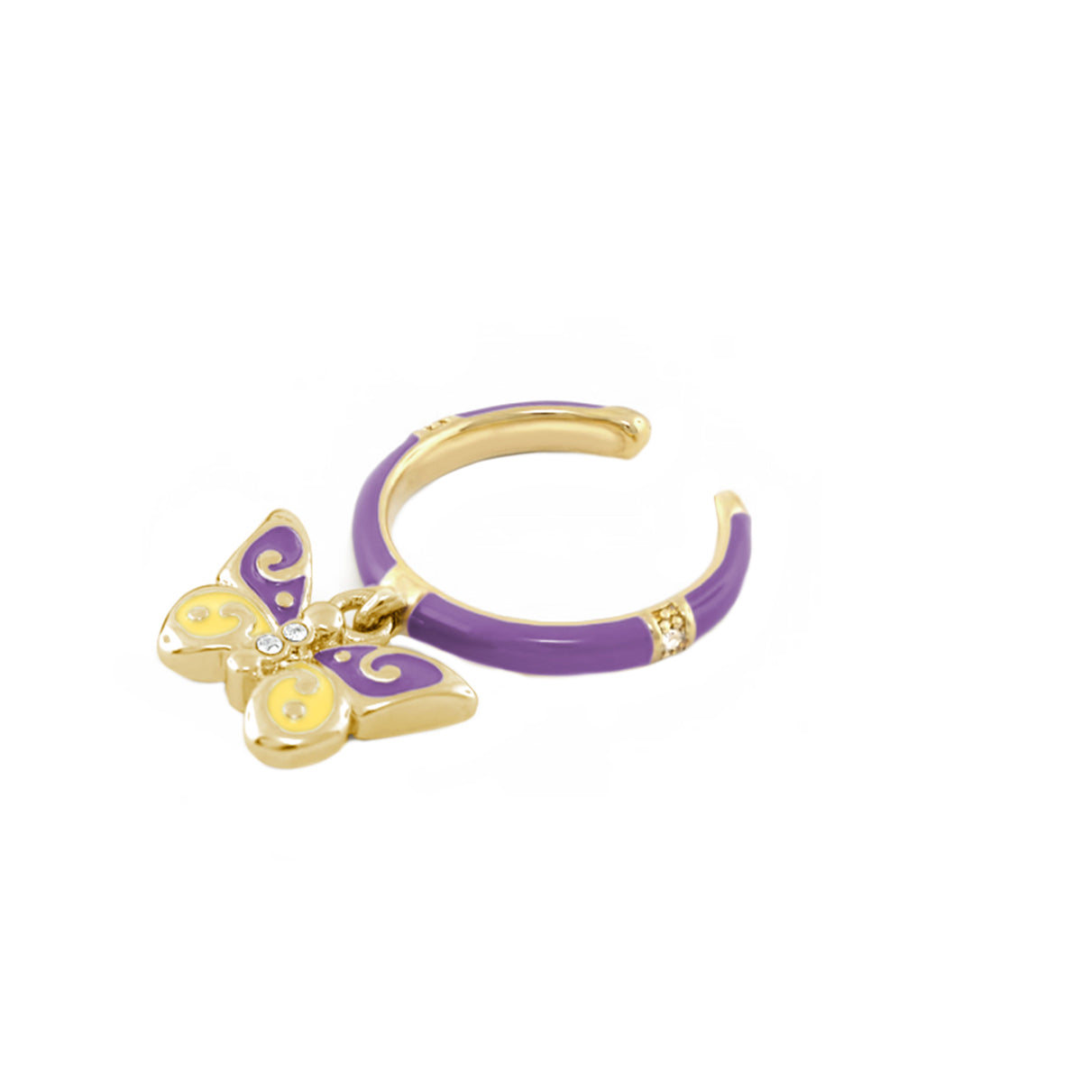 Butterfly Stackable Ring, gold-tone purple enamel with butterfly charm by Lauren G Adams on Tampa Home & Garden Store