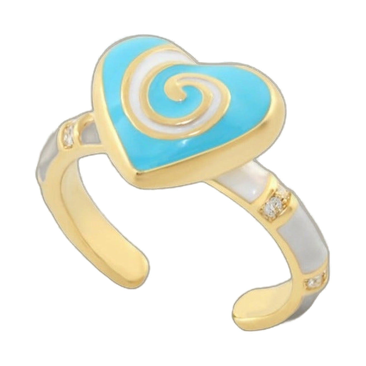 Lovely Hearts Child's Ring turquoise enamel heart swirl with gold band Lauren G Adams on Tampa Home & Garden Store