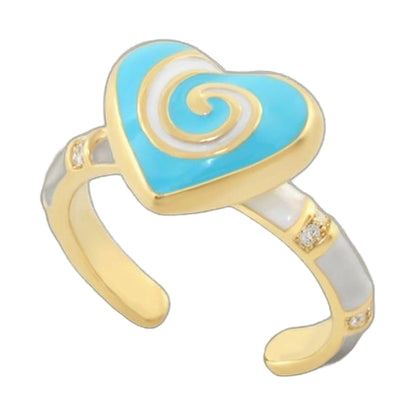 Lovely Hearts Child's Ring turquoise enamel heart swirl with gold band Lauren G Adams on Tampa Home & Garden Store