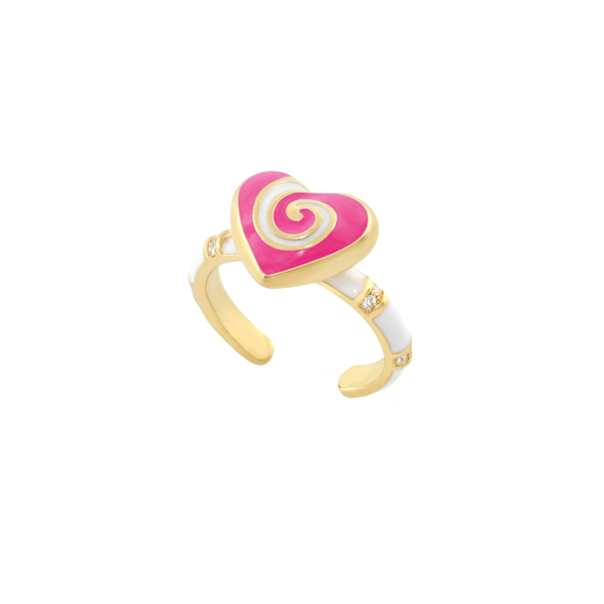 Lovely Hearts Child's Ring pink enamel heart with gold band on Tampa Home & Garden Store
