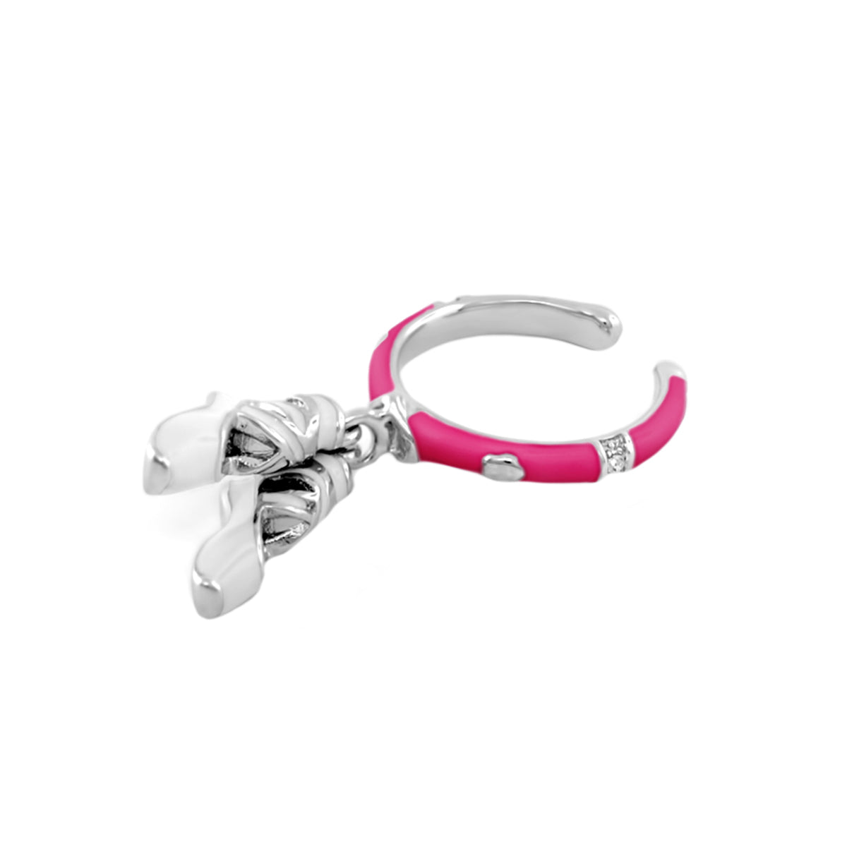 Beautiful Ballet Ring by Lauren G Adams, pink enamel band with silver ballet slipper charm on Tampa Home & Garden Store