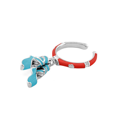 Beautiful Ballet Ring red enamel ring with turquoise butterfly charms by Lauren G Adams on Tampa Home & Garden Store
