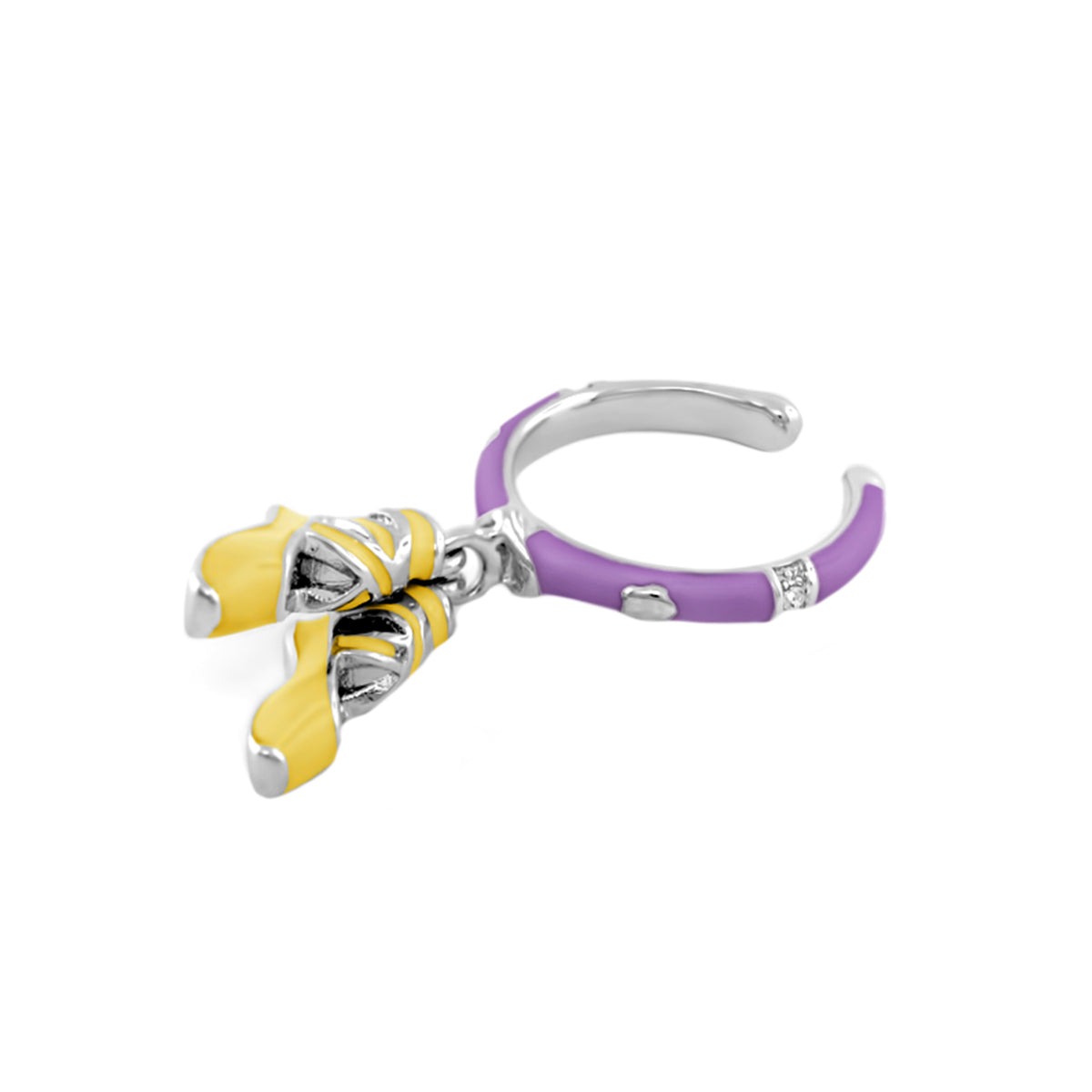 Beautiful Ballet Ring purple enamel band with yellow butterfly charm Lauren G Adams on Tampa Home & Garden Store