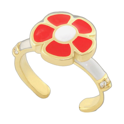 Hu La La Child's Ring, red enamel flower with diamond accent by Lauren G Adams on Tampa Home & Garden Store