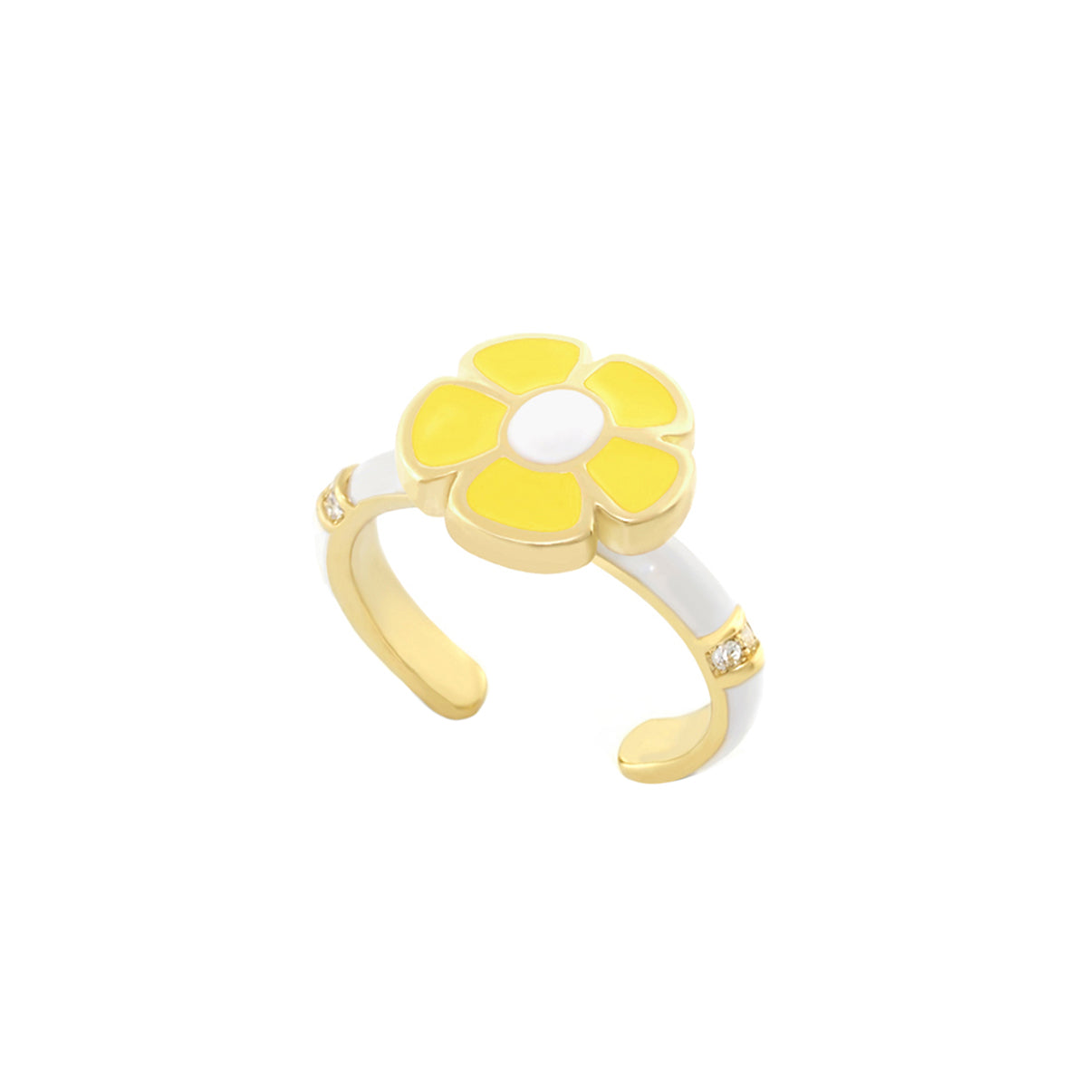 Hu La La Child's Ring yellow enamel flower on gold adjustable band by Lauren G Adams on Tampa Home & Garden Store