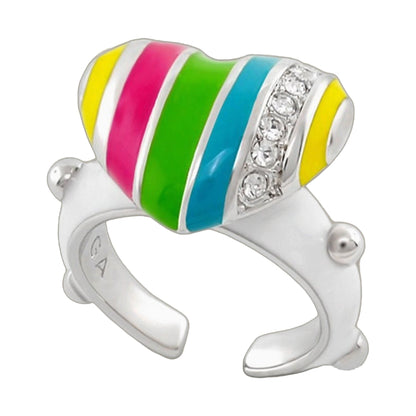 Kiss Me Ring rainbow enamel striped ring with diamond-studded band by Lauren G Adams on Tampa Home & Garden Store