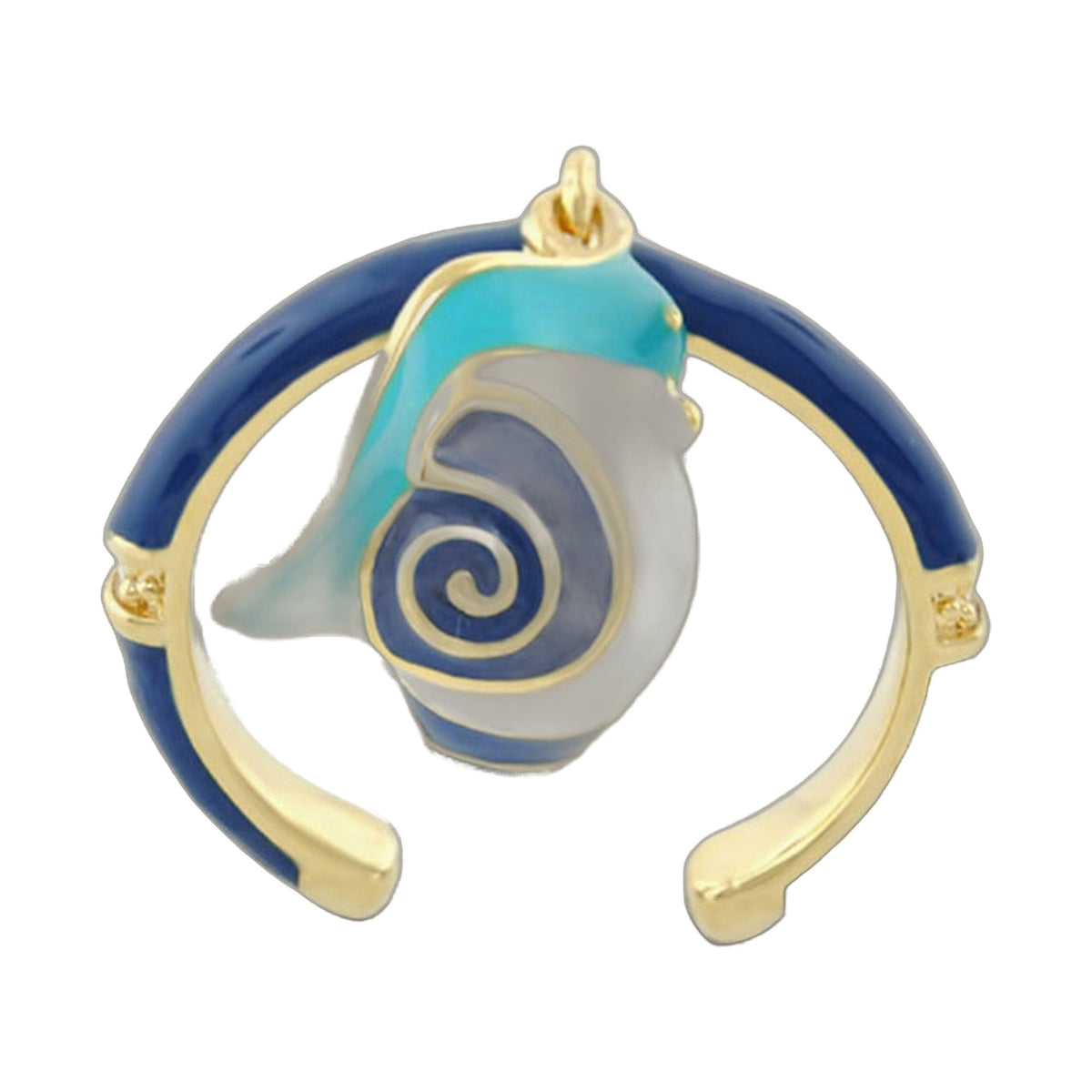 Dream Garden Snail Ring Lauren G Adams, blue enamel snail design on gold band on Tampa Home & Garden Store