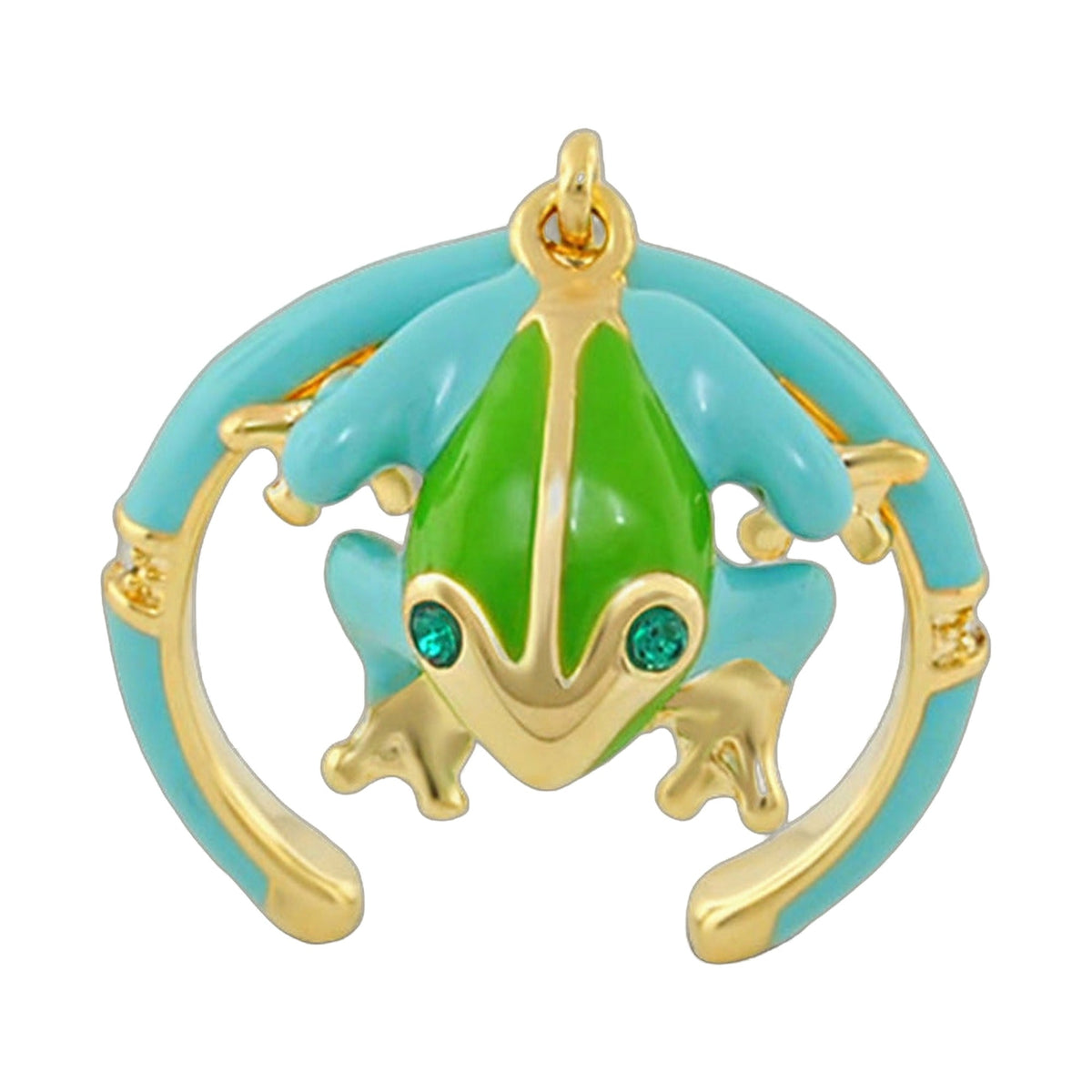 Dream Garden Ring by Lauren G Adams, green enamel frog centerpiece on gold-tone band on Tampa Home & Garden Store