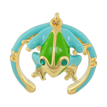 Dream Garden Ring by Lauren G Adams, green enamel frog centerpiece on gold-tone band on Tampa Home & Garden Store