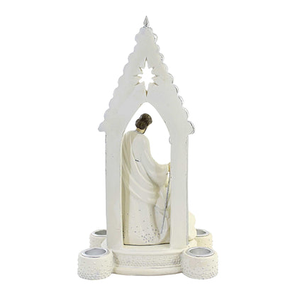 Porte-bougie de l'Avent Sainte Famille à pois argentés