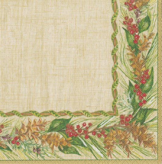 Serviette de cocktail à motif guirlande d'hiver