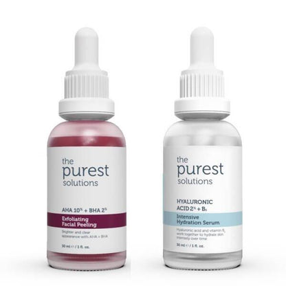 Face serums set Purest Solutions pink AHA/BHA exfoliating and blue hyaluronic serums on Tampa Home & Garden Store