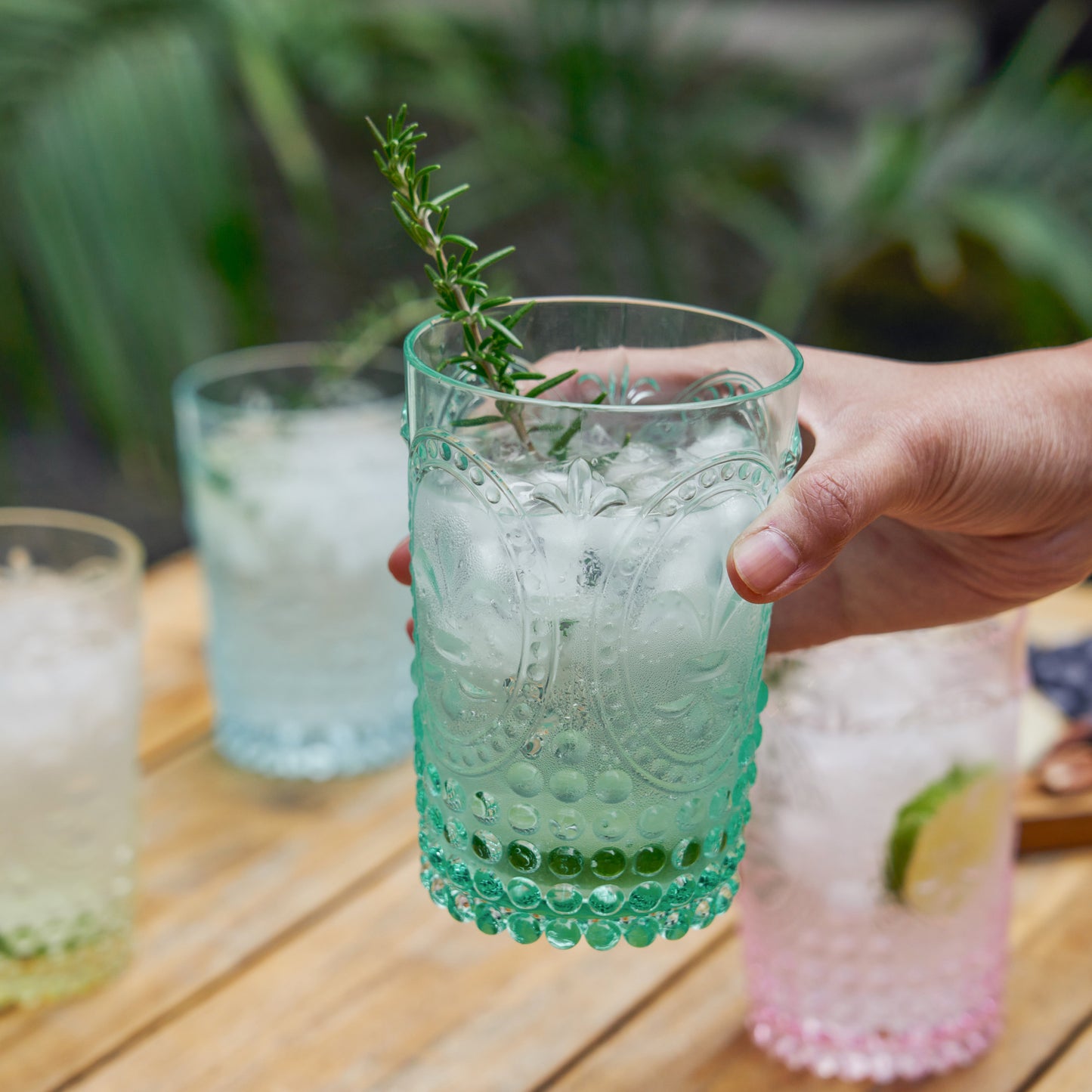 Pastel Acrylic Embossed Tumbler Set of Four