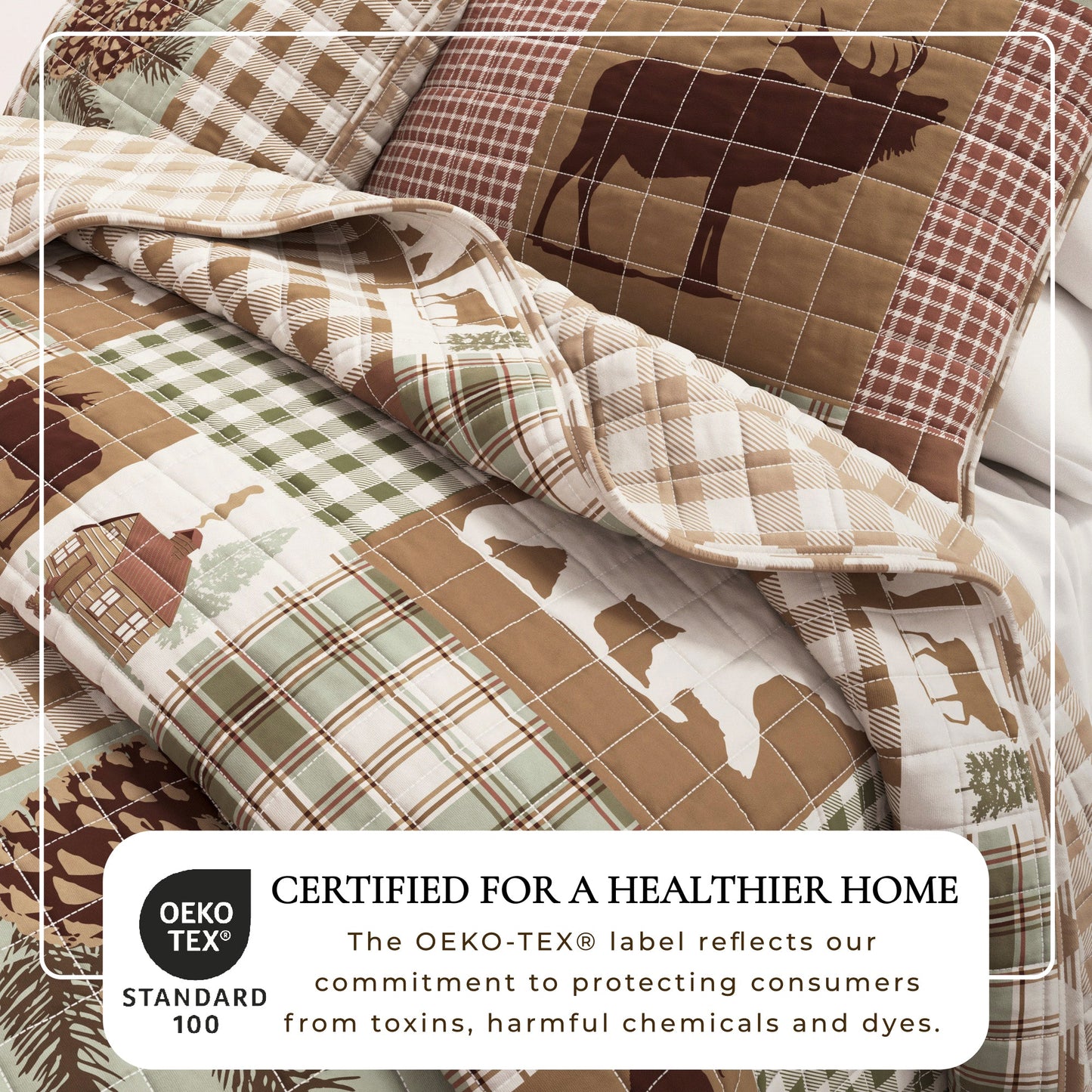 Rustic Woodland and Plaid Quilt Set for Bedroom