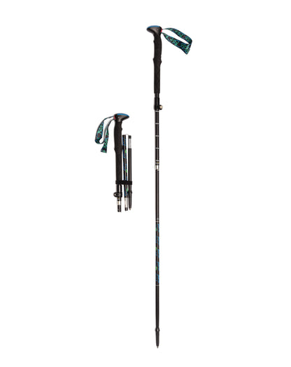 River Country Gear 100 Carbon Folding Ultralight Poles, black carbon shafts with teal straps on Tampa Home & Garden Store