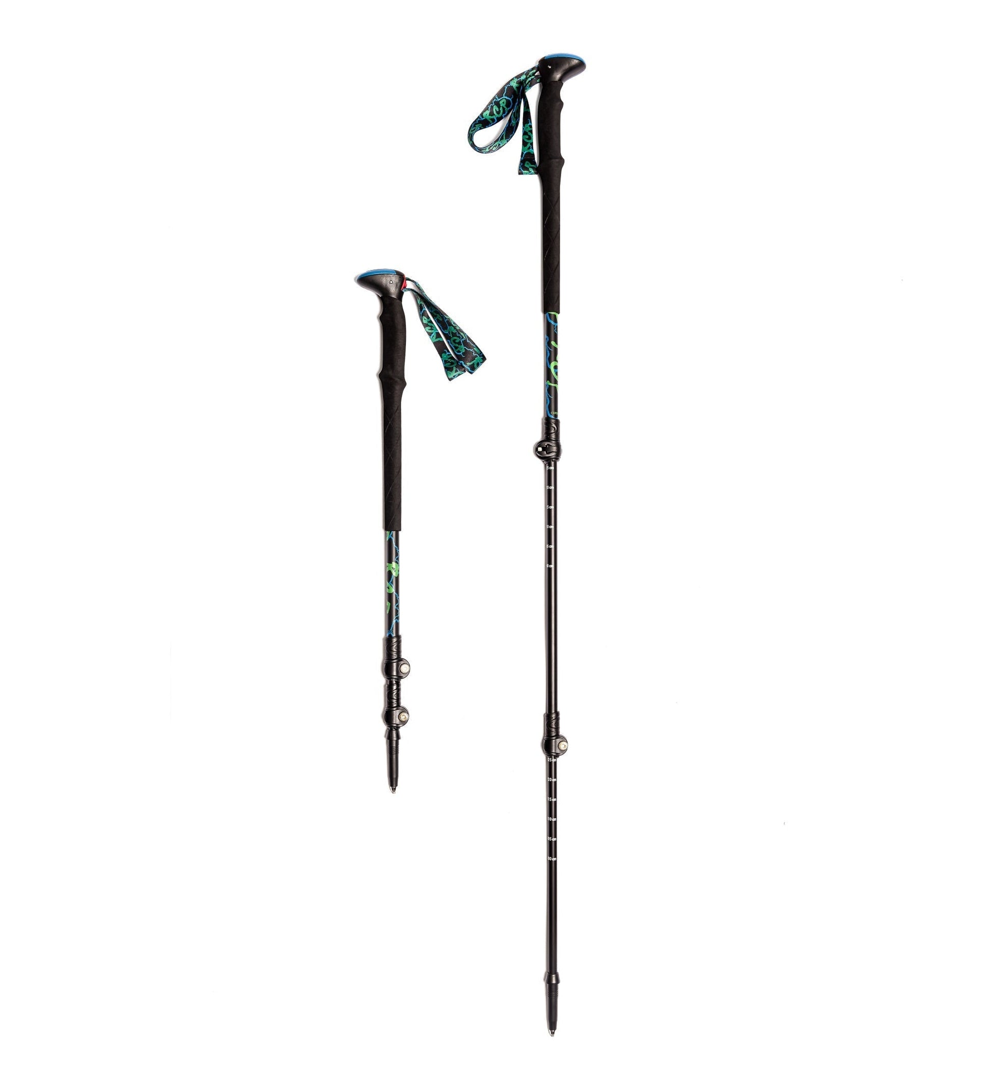 100% Carbon Ultralight Trekking Poles by River Country Gear, two black grips and teal straps on Tampa Home & Garden Store