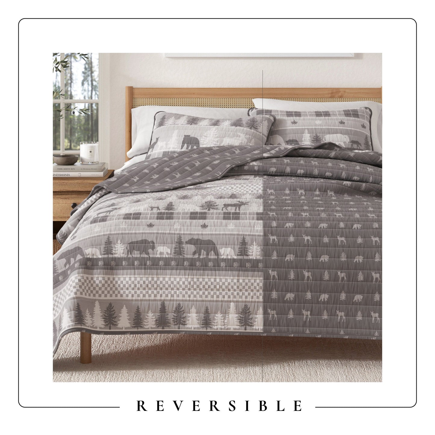 Rustic Woodland and Plaid Quilt Set for Bedroom