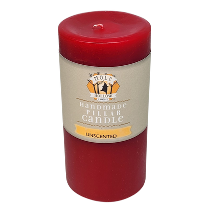 Mole Hollow Unscented Pillar Candle (Sweetheart Red) -