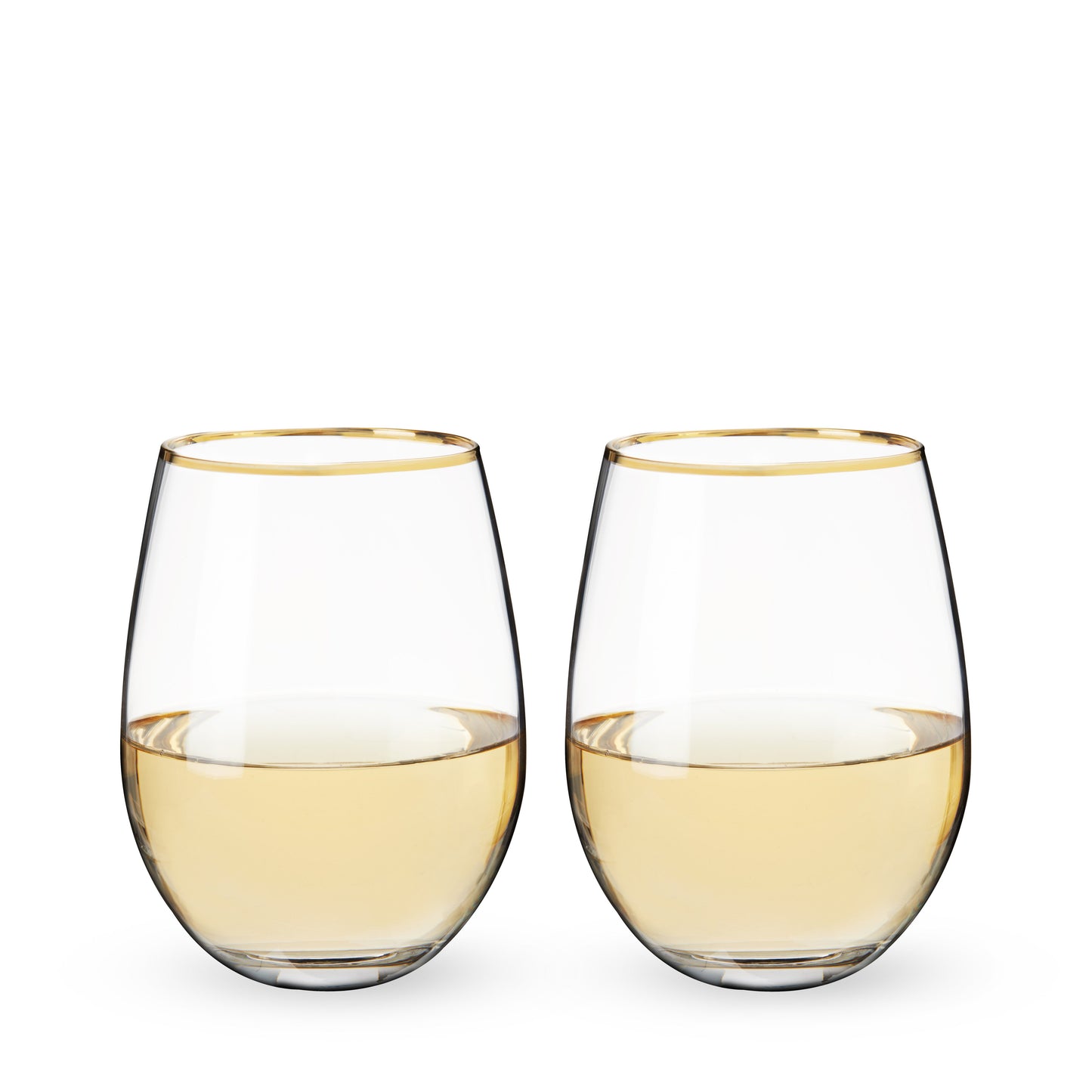 Gilded Stemless Wine Glasses and Gold Rim Set