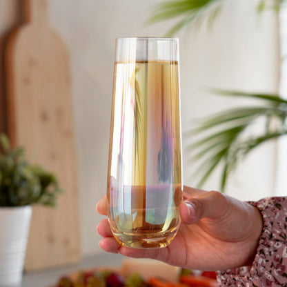 Set of 2 Iridescent Stemless Champagne Flutes