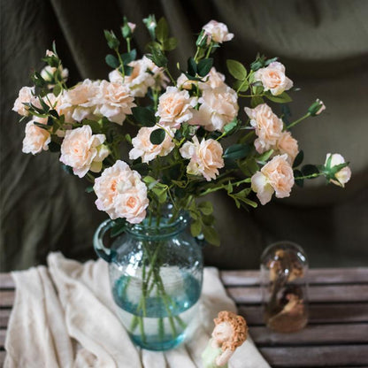 Artificial rose stem 25in tall with pale pink silk roses in a glass vase on Tampa Home & Garden Store