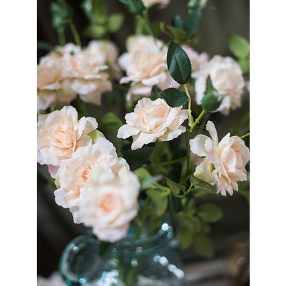 Artificial silk rose stem bouquet with peach cream blooms in a glass vase RusticReach on Tampa Home & Garden Store