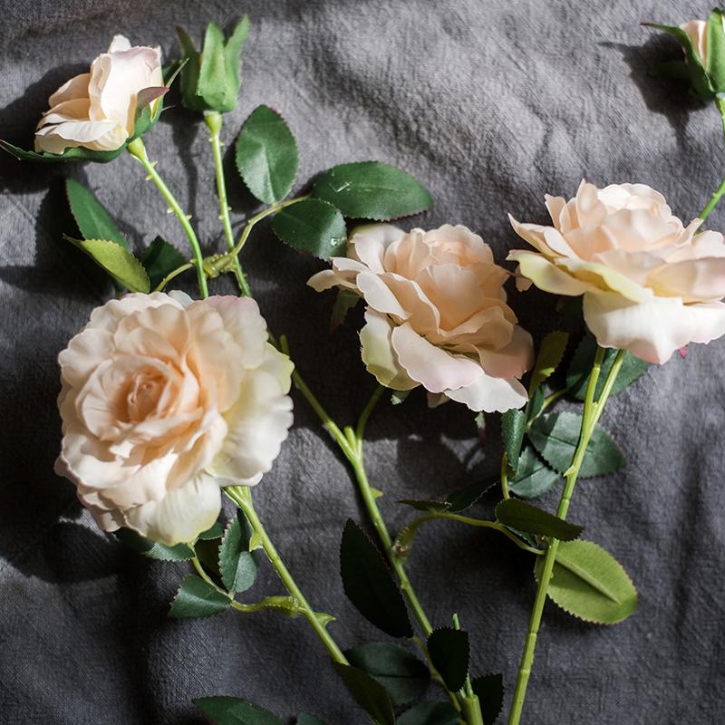 Artificial peach silk rose stem set with green leaves, 25 inches tall RusticReach on Tampa Home & Garden Store