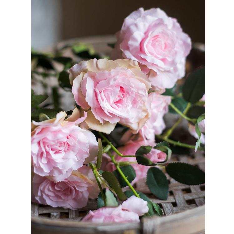 Faux silk pink rose stem with lush petals RusticReach artificial plant 25in tall on Tampa Home & Garden Store