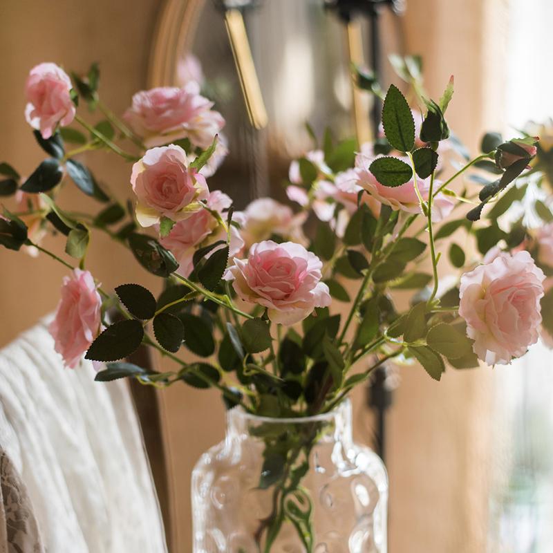 Faux Silk Real Touch Rose Stem in Pink, 25-inch RusticReach flowering plant in vase on Tampa Home & Garden Store