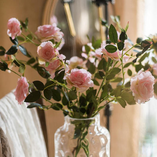 Faux Silk Real Touch Rose Stem in Pink, 25-inch RusticReach flowering plant in vase on Tampa Home & Garden Store