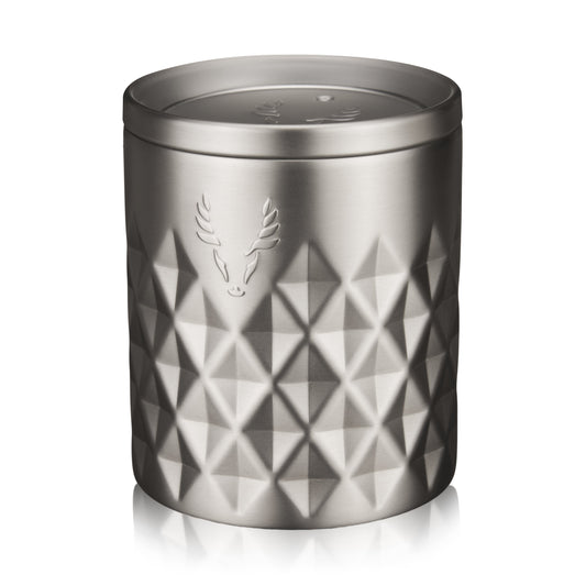 Paragon stainless steel rocks tumbler platinum finish by Viski with geometric faceted body on Tampa Home & Garden Store
