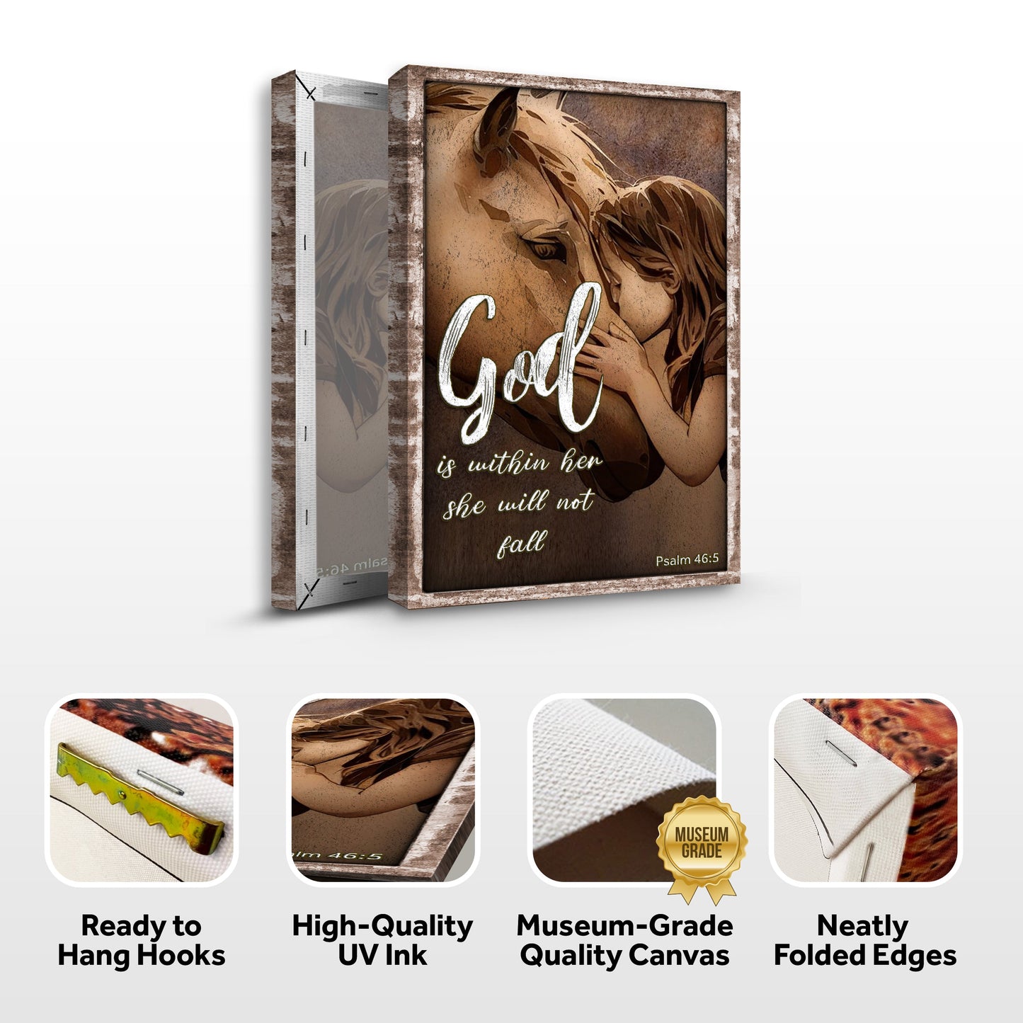 Canvas faith sign Tailored Canvases with rustic wood frame, Psalm 46:5 God Is Within Her on Tampa Home & Garden Store